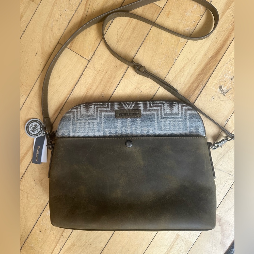 Pendleton Harding Star Grey Wool & Leather Crossbody Purse – NWT